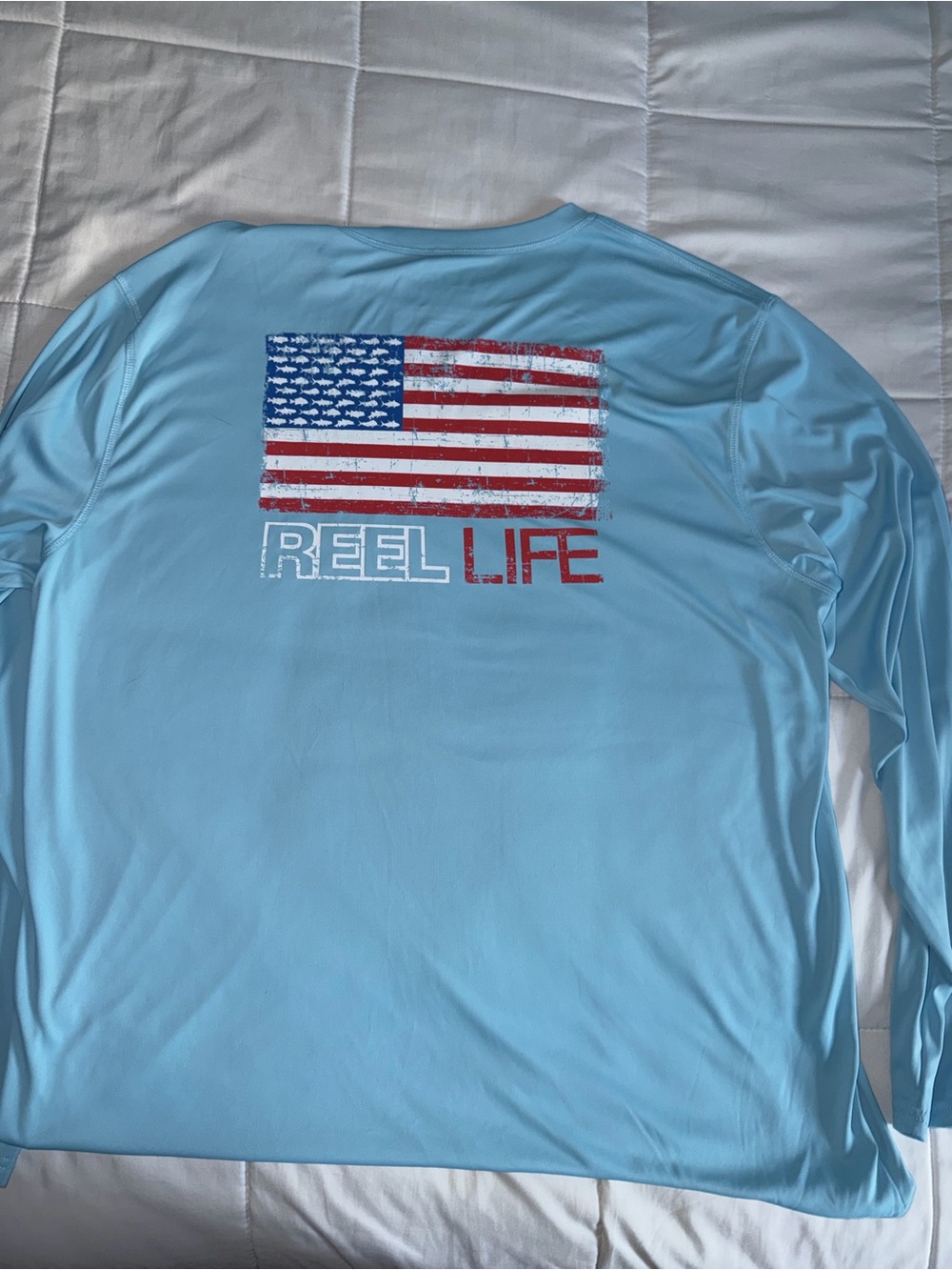 Sky Blue Reel Life Sun Ray Defender Long Sleeve Performance Fishing Shirt - 2X